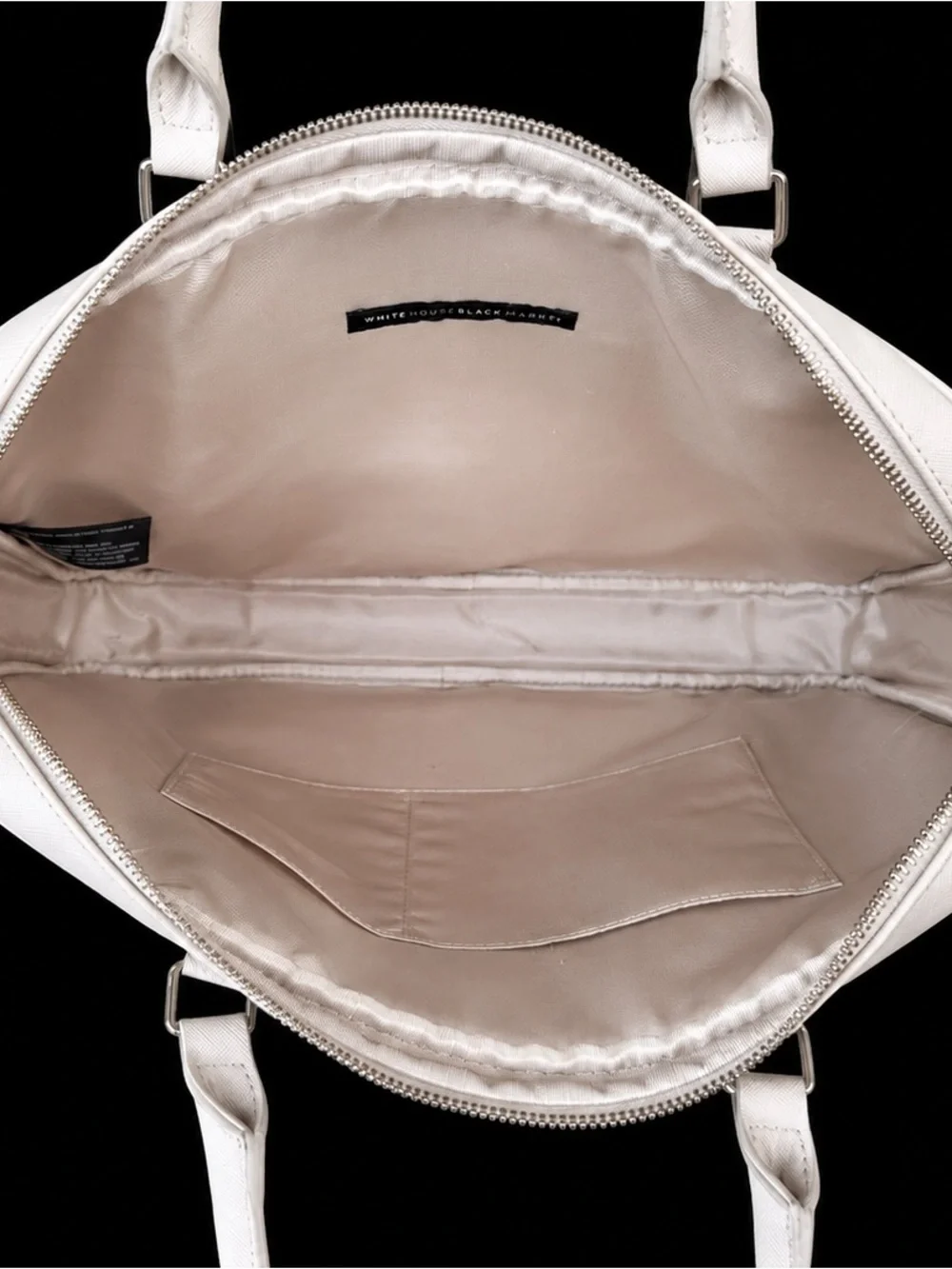 White House Black Market Black and Cream Snake-Print Top-Handle Laptop Bag